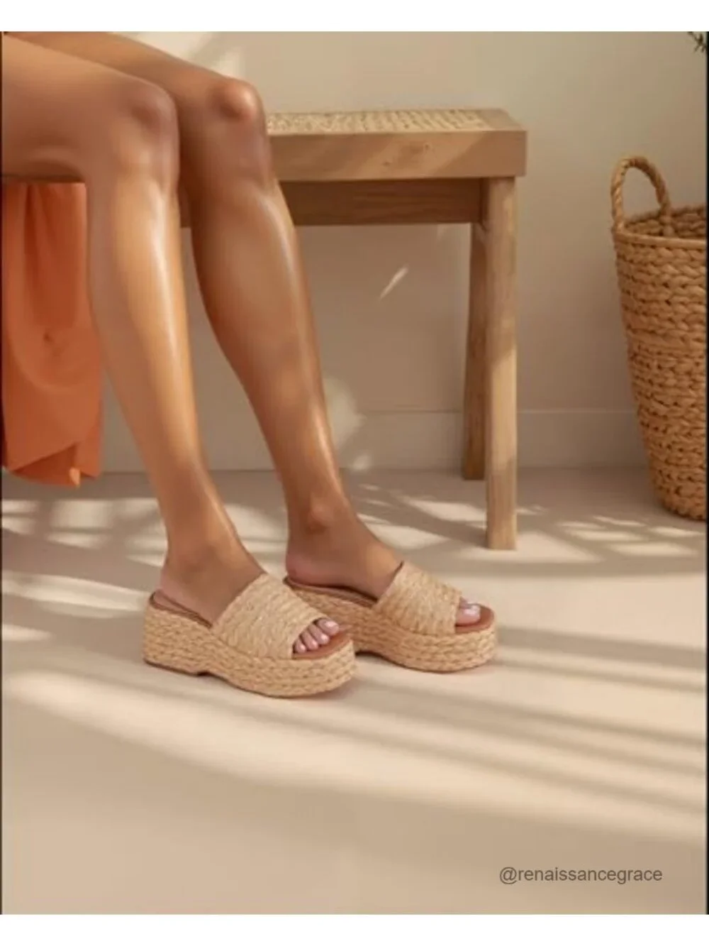 Women Platform Espadrille Sandals Slip On Wedges Slides Bohemia Flatform Open